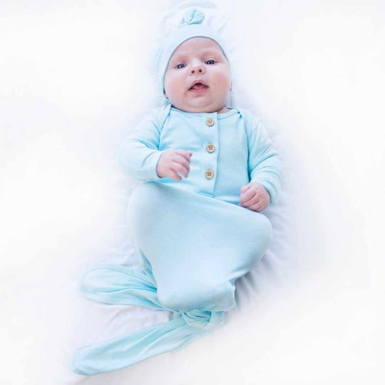 organic knotted baby gown,tie dye knotted gown,knotted sleeper go